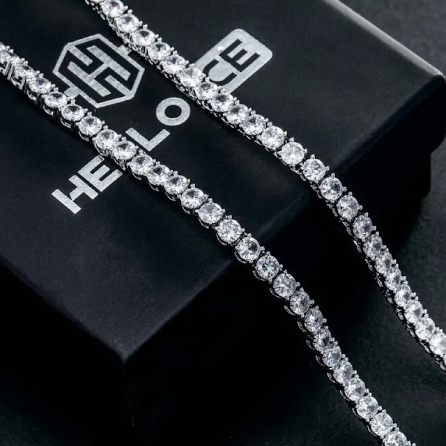 Helloice 5mm Tennis Necklace in White Gold Helloice 5mm Tennis Necklace in White Gold